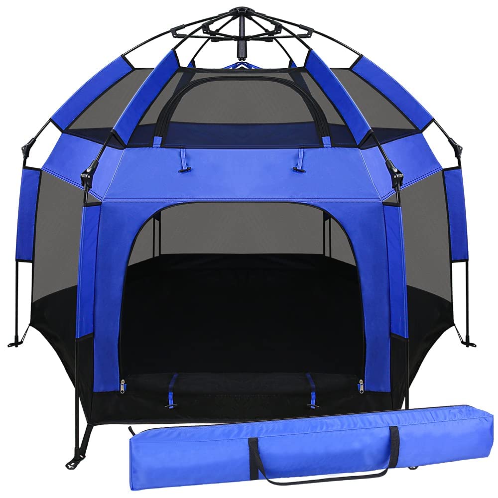 Baby Play Yard Outdoor Baby Playpen with Canopy Beach Tent for Kids and Toddlers Portable Lightweight Pop Up Pack and Play Playards with Travel