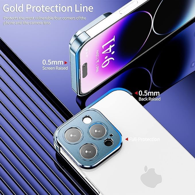Funda de metal de aluminio suave sin marco con protector de lente de cámara, para iPhone 15 Pro Max, diseño sin espalda, compatible con carga