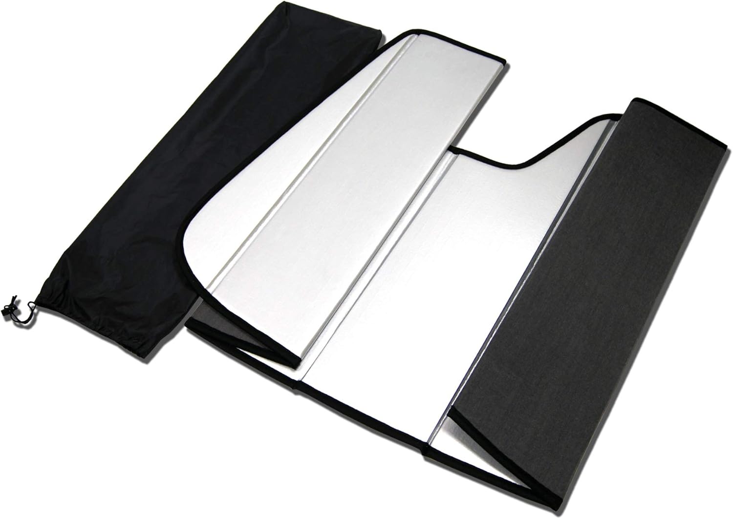 TuningPros SS-220-L – Protector de parasol para parabrisas de automóvil, ajuste personalizado, aspecto cuero sintético y acabado de fieltro gris,