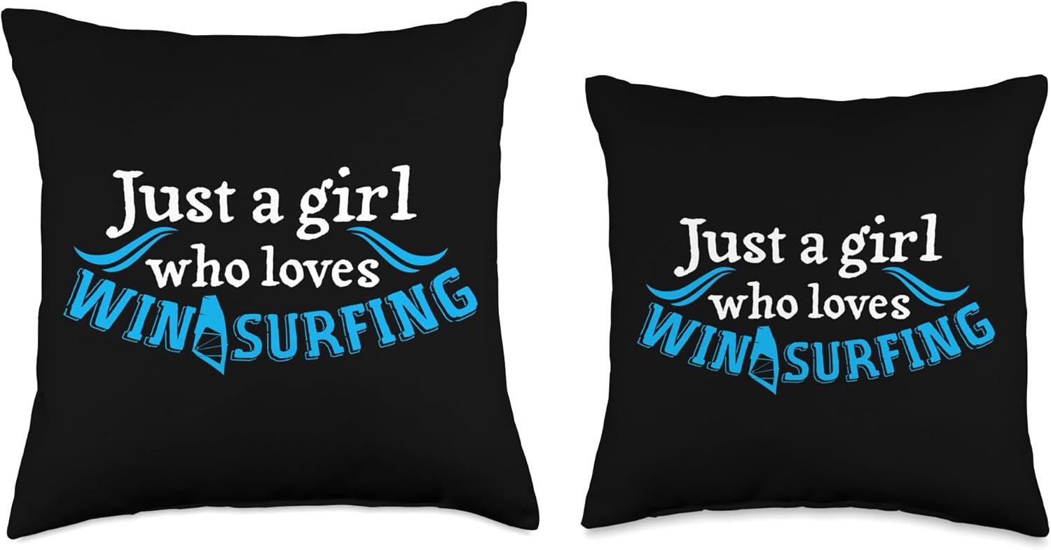 Windsurfer Windsurfing Windsurf Kitesurfing Motifs Joke Saying Girls Windsurfer Throw Pillow, 16×16, Multicolor