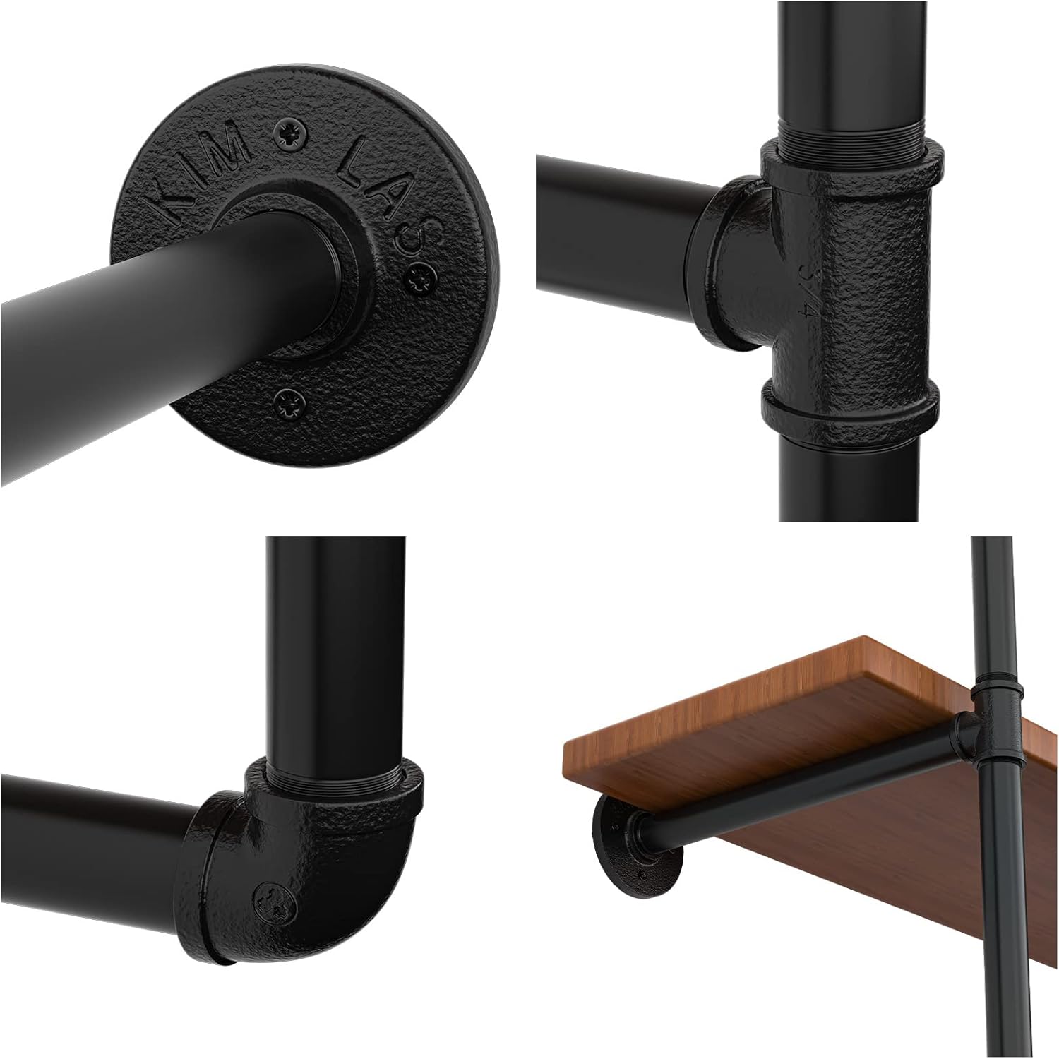 Soportes industriales de tubería de hierro, estantes de tubería de bricolaje montados en la pared para cocina, decoración de sala de estar y
