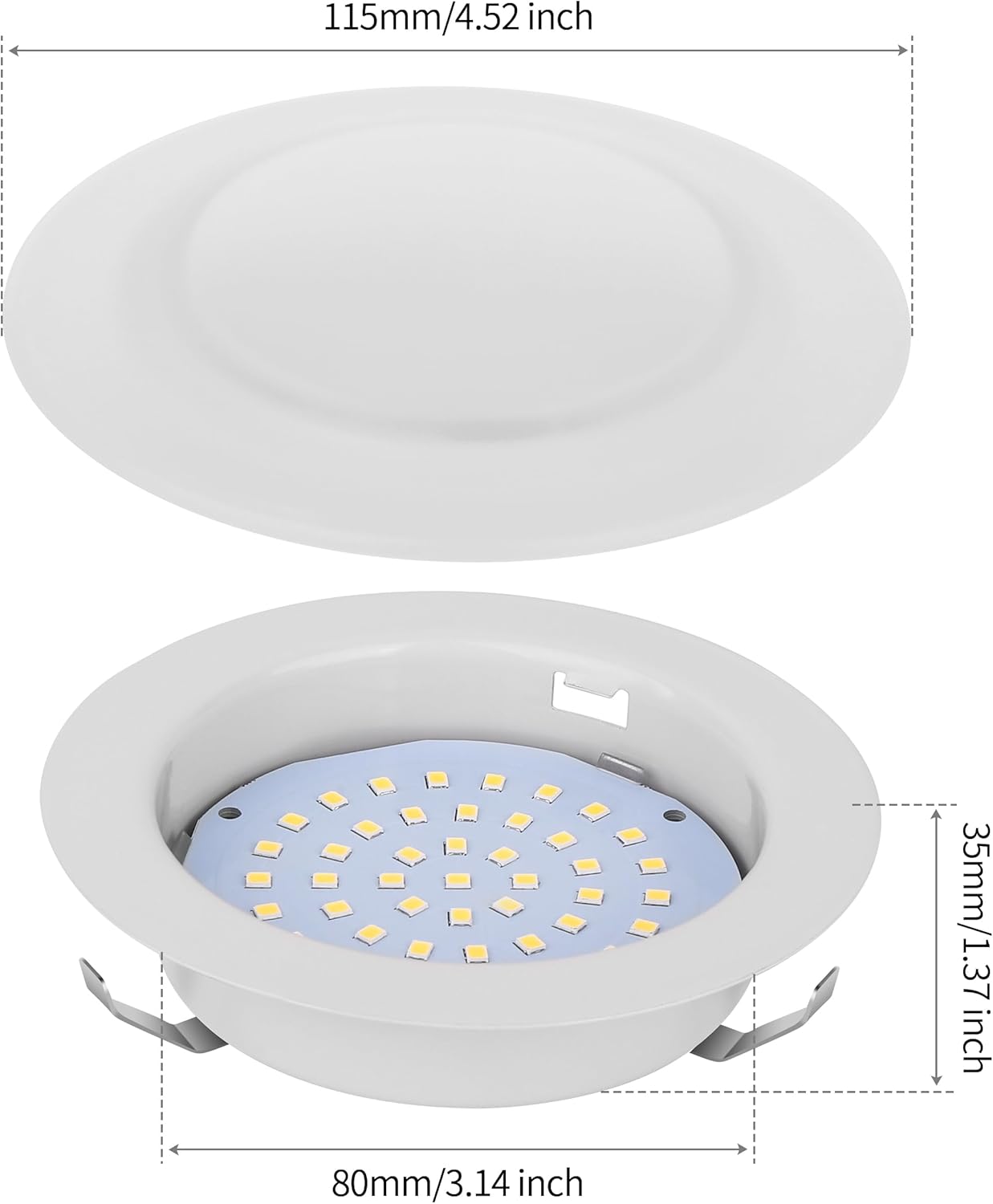 Luz LED de disco de 4.5 pulgadas  Luz de techo empotrada de 12 voltios para lancha RV de 12 V, luz interior de 12 V para debajo del gabinete,
