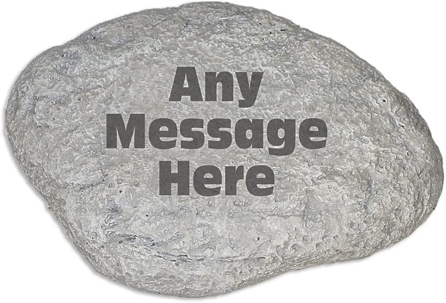 GiftsForYouNow Any Message – Piedra de jardín personalizada con 3 líneas de texto, resina, grande de 11.5 x 8.25 pulgadas
