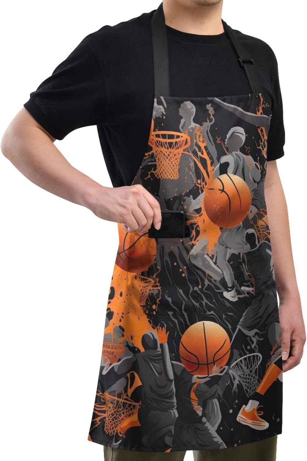 RPLIFE Delantales de baloncesto unisex, delantal de cocina resistente al agua, delantales de camarero con bolsillos, delantales de trabajo para mujer