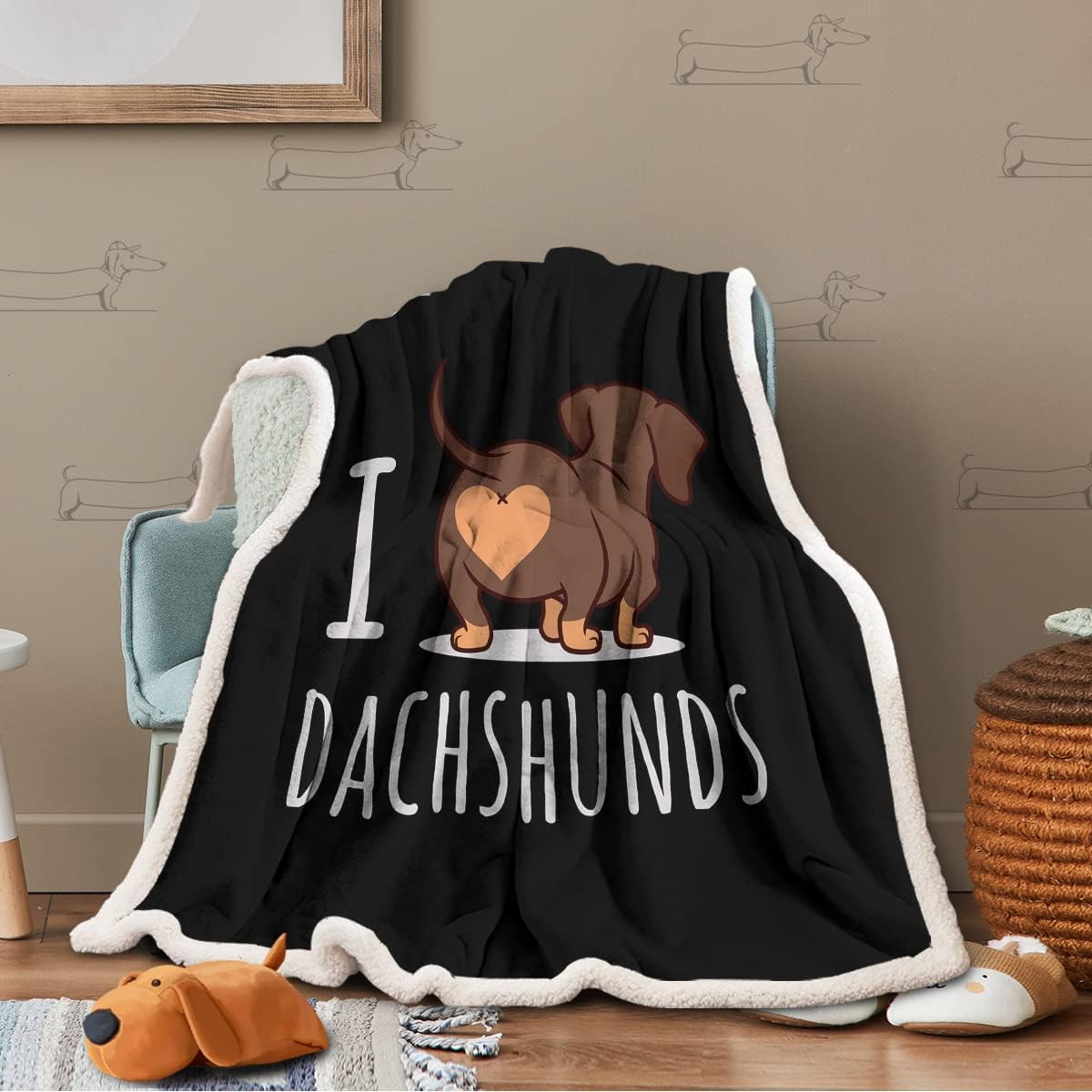 Sleepwish – Manta de polar para niños, con diseño de perros Dachshund, suave, cómoda, esponjosa, abrigada y con dibujos animados de animale