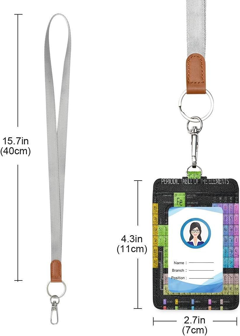 KEEPREA – Soporte de cuero para tarjetas de identificación de la tabla periódica de los elementos, 3 bolsillos para tarjetas, tarjetero de piel