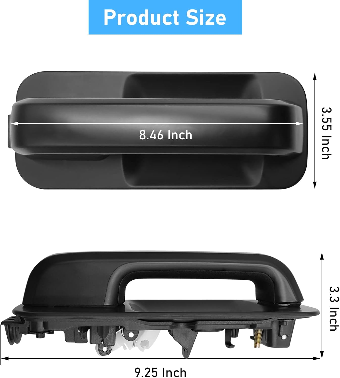 Moonlinks Compatible con manija de puerta exterior Ford F150, reemplazo de manija de puerta lateral derecha, 2015-2020 F150, color negro liso