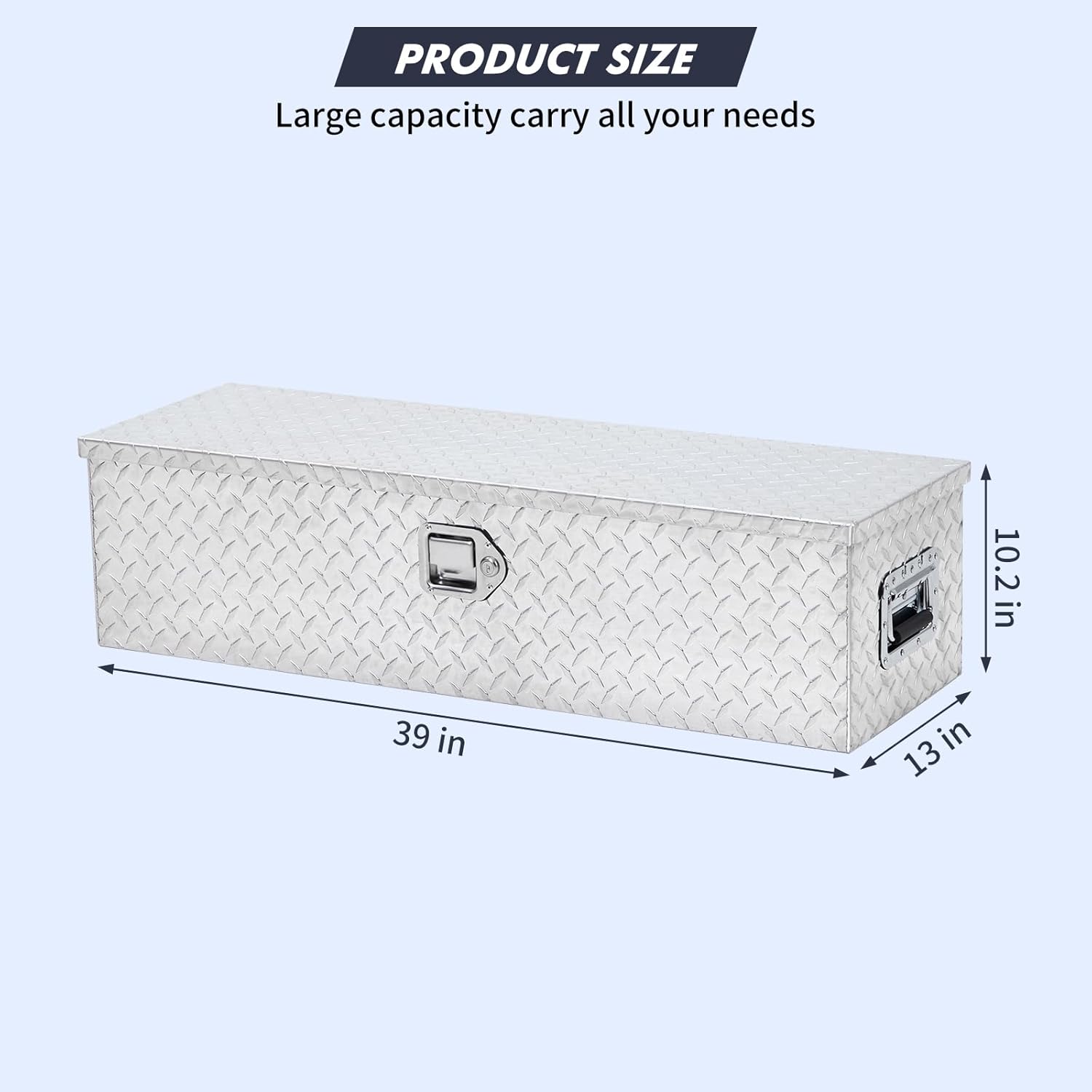 GAOMON Caja de herramientas para caja de camión de 39 pulgadas, de aluminio resistente con estante deslizante, caja de herramientas de placa de