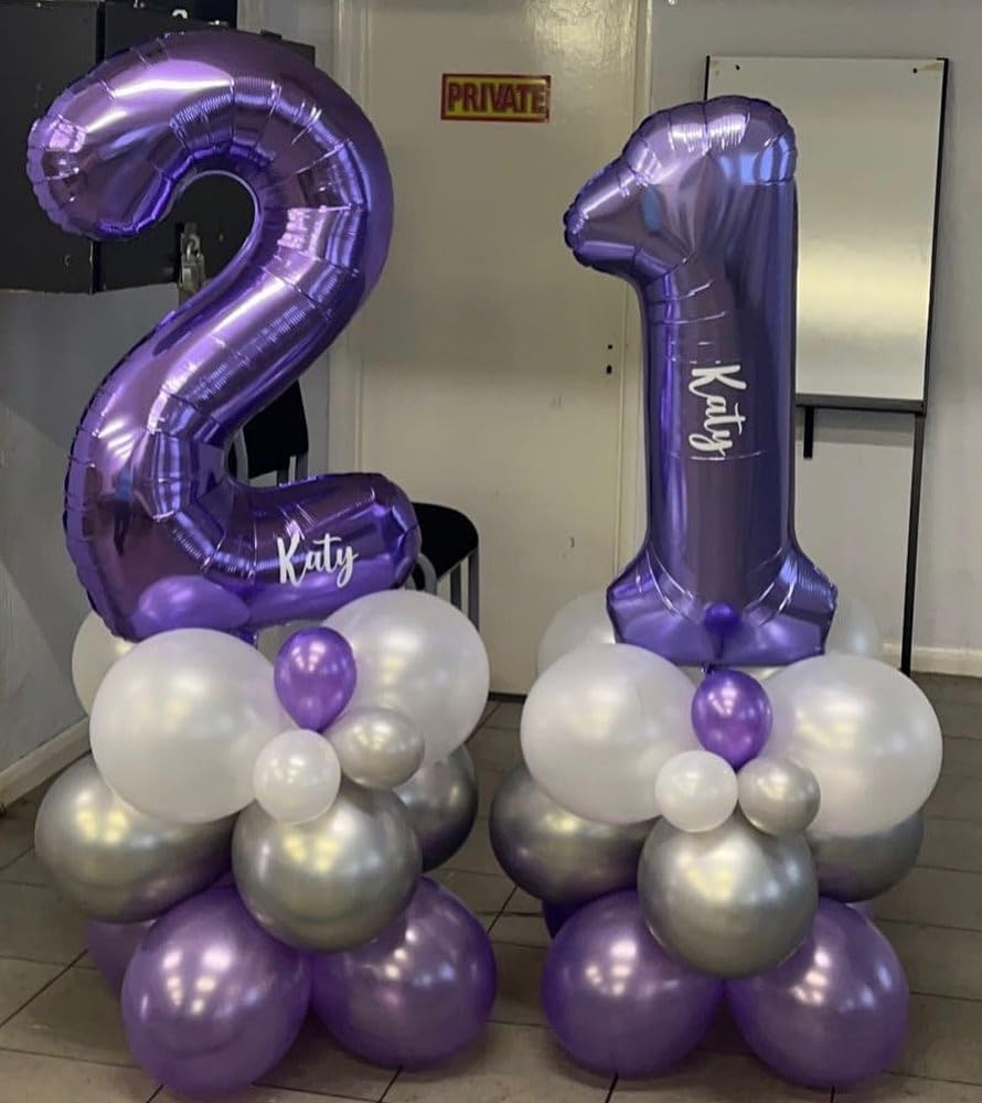 Globos morados gigantes de 40 pulgadas, globos de helio de papel de aluminio de 40 pulgadas para fiestas de cumpleaños de 40 pulgadas, decoraciones