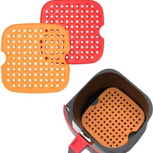 Revestimientos reutilizables para freidora de aire, alfombrilla de vapor de silicona de 7.5 a 8.5 pulgadas, alfombrilla cuadrada resistente al Revestimientos reutilizables para freidora de aire, alfombrilla de vapor de silicona de 7.5 a 8.5 pulgadas, alfombrilla cuadrada resistente al