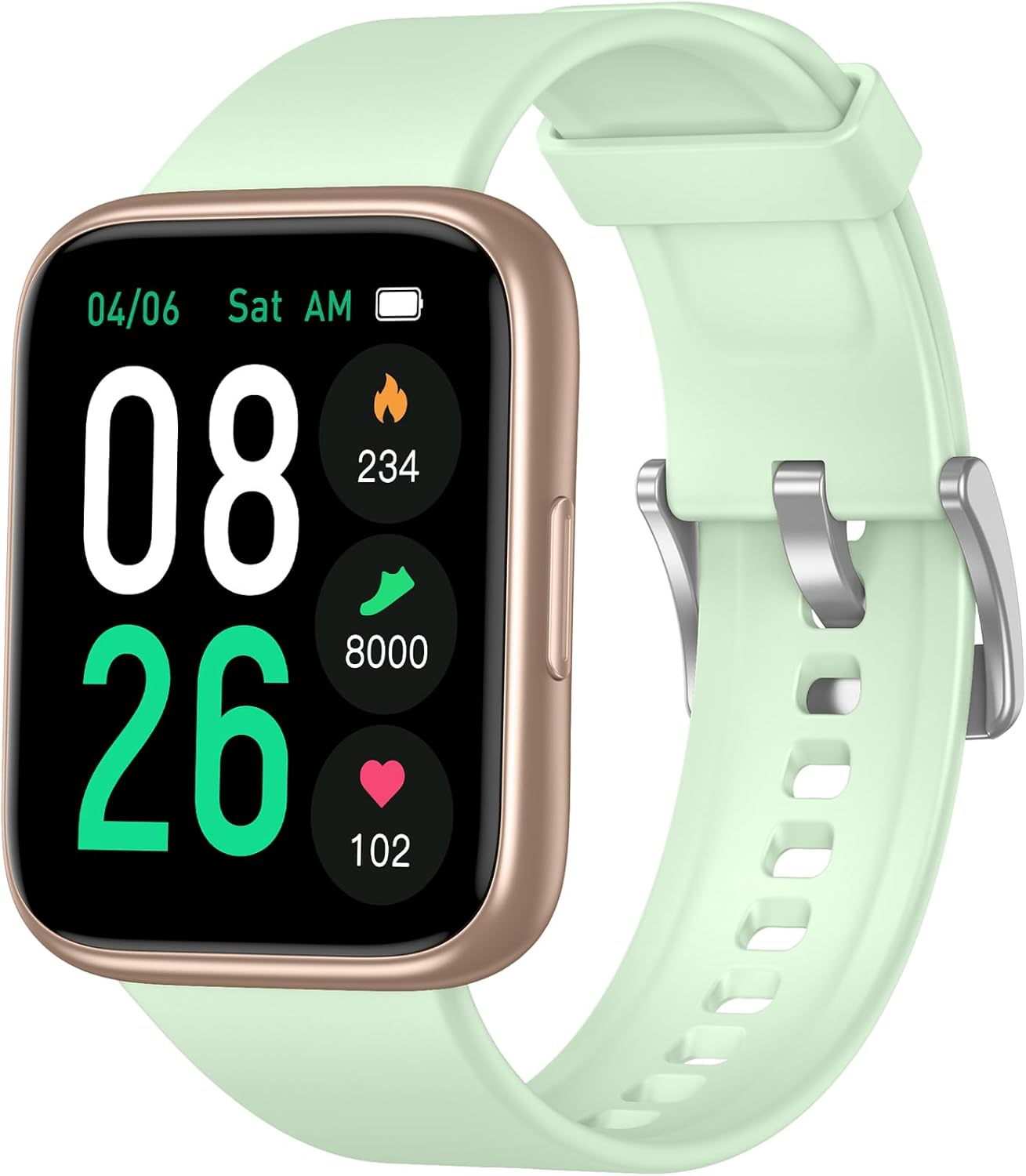 TYKOIT Reloj inteligente, rastreador de actividad física con pantalla táctil de 1.772 in, monitor de frecuencia cardíaca, oxígeno en sangre, reloj