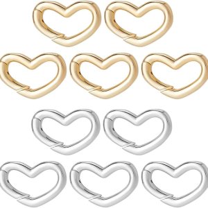 Beebeecraft Llavero con forma de corazón de 2 colores, chapado en oro y platino, cierre de puerta de resorte de 0.453 x 0.669 x 0.098 in, hebilla Beebeecraft Llavero con forma de corazón de 2 colores, chapado en oro y platino, cierre de puerta de resorte de 0.453 x 0.669 x 0.098 in, hebilla