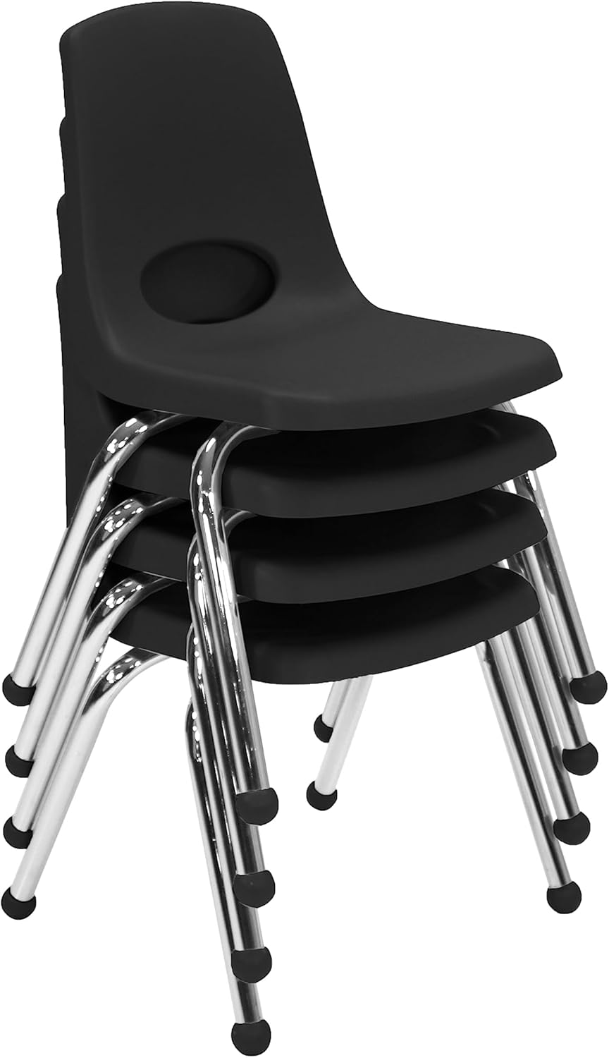 Factory Direct Partners Silla apilable, 14 pulgadas, negro