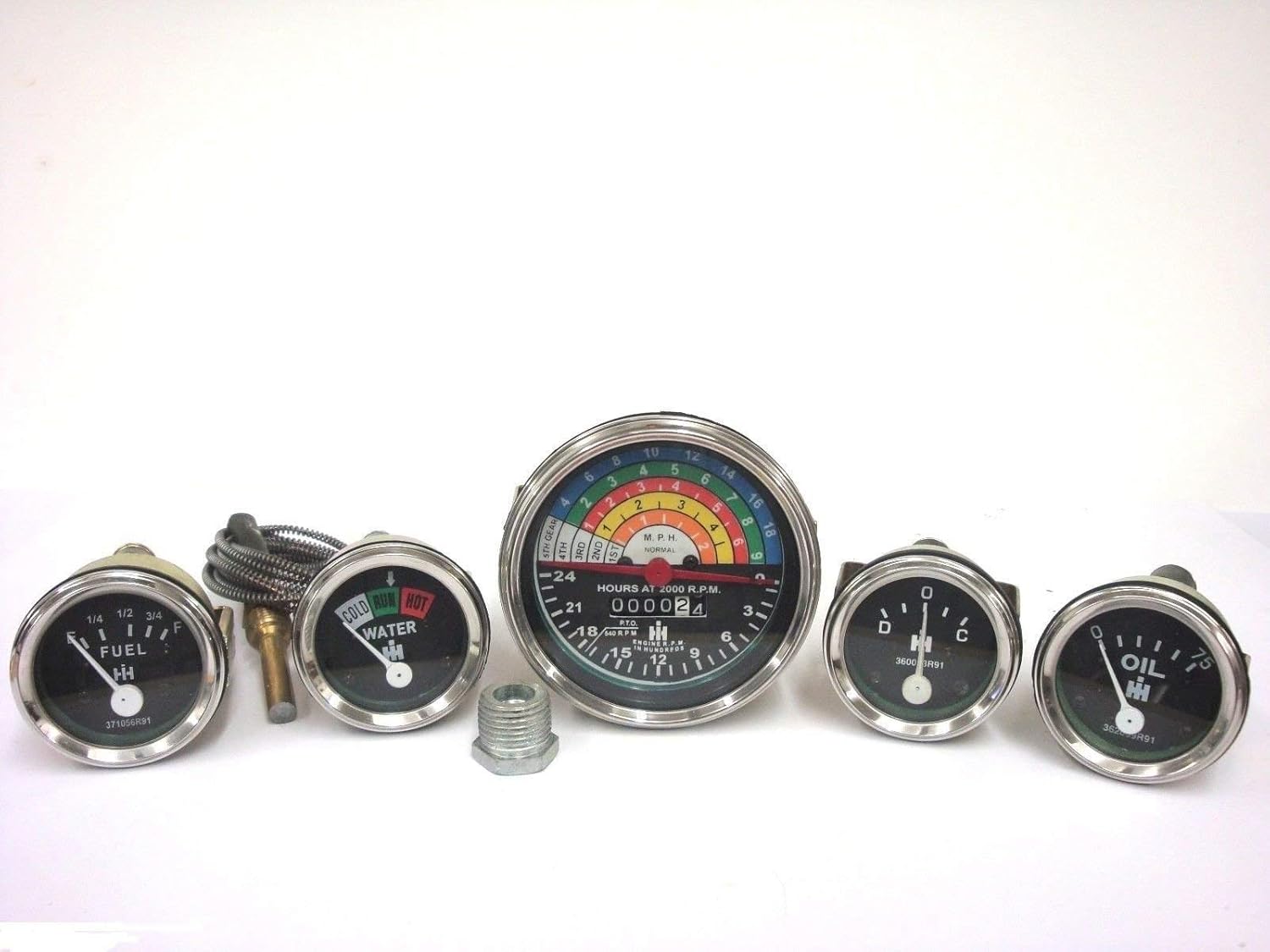 Tacómetro+Temperatura+Presión de Aceite+Ampere+ Juego de Indicadores de Combustible Compatible con IH Farmall Tractor 460, 560 GasDiesel