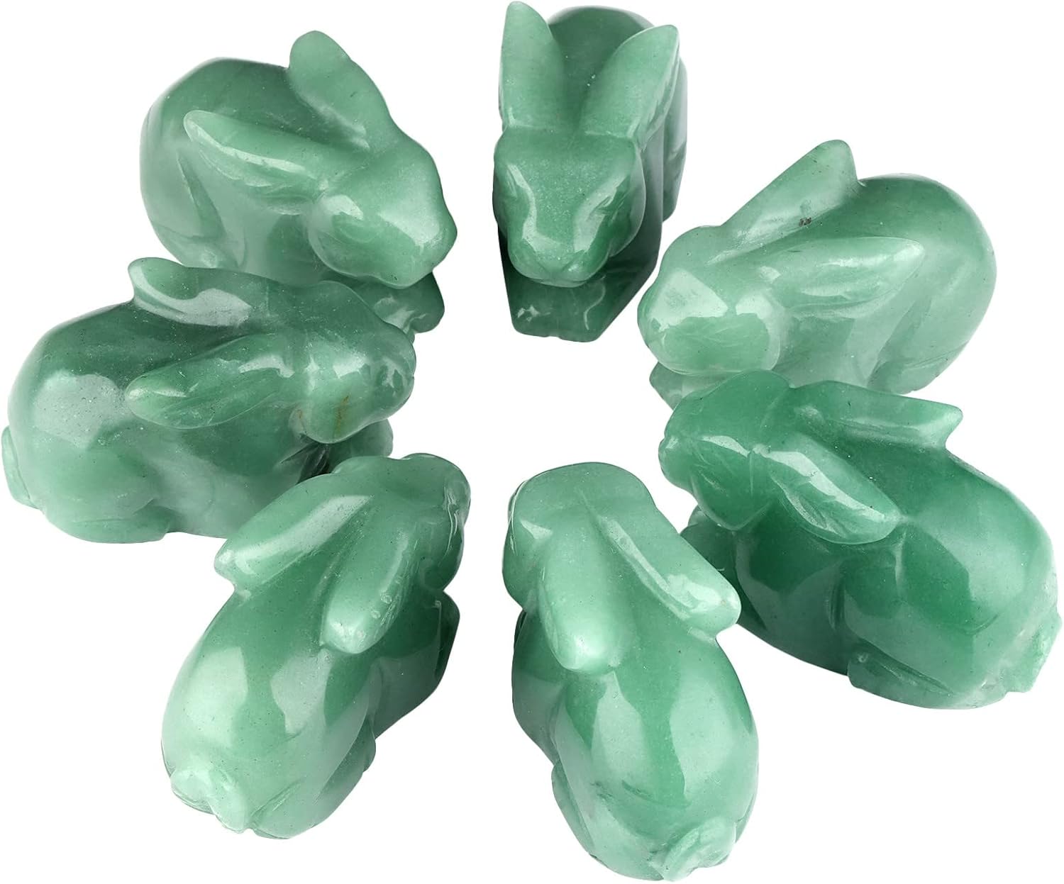 SUNYIK 2 mini estatuas de conejo de aventurina verde natural, piedra de cristal de bolsillo tallada a mano curativa para meditación de reiki y