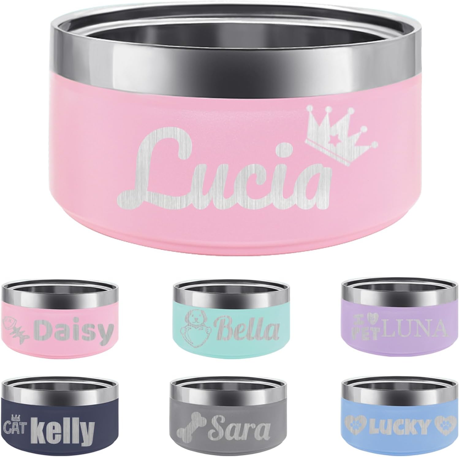 Cuenco personalizado de acero inoxidable para perro y gato con nombre, cuenco para mascotas grabado con láser, antideslizante para agua y alimentos,