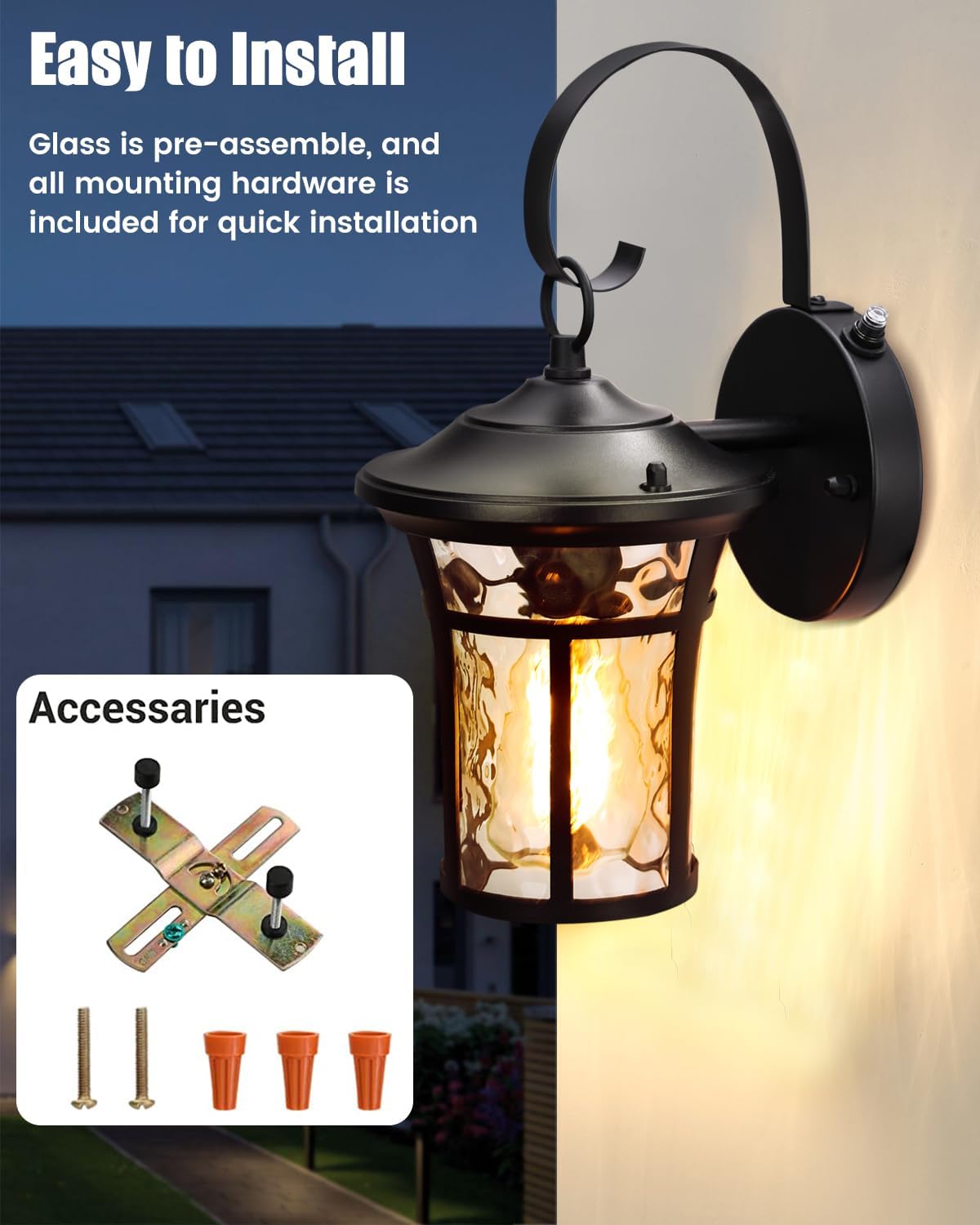 WSCXSC Lámpara de pared al aire libre del anochecer al amanecer, iluminación al aire libre para porche, impermeable, antioxidante, luces de exterior