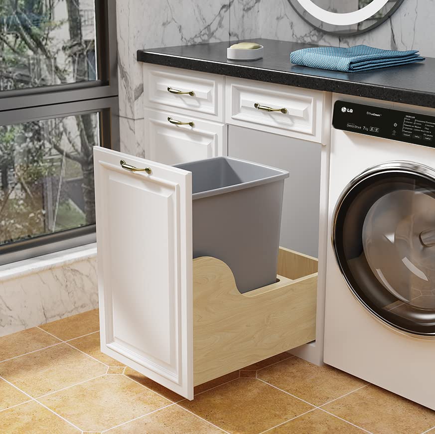 ROOMTEC Basurero de cocina de 35 cuartos de galón, ligero y duradero, papelera delgada, papelera para oficina, espacio de trabajo, cocina, baño,