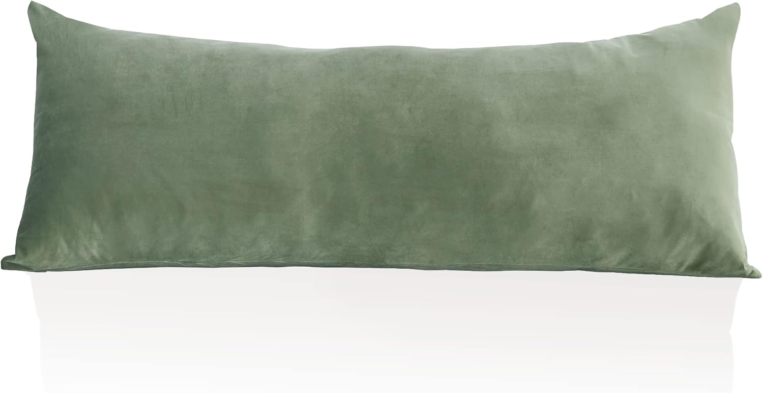 StangH Funda de almohada corporal verde salvia, 20 x 54 pulgadas, fundas de almohada de terciopelo suave para bebécama de embarazo, fundas de