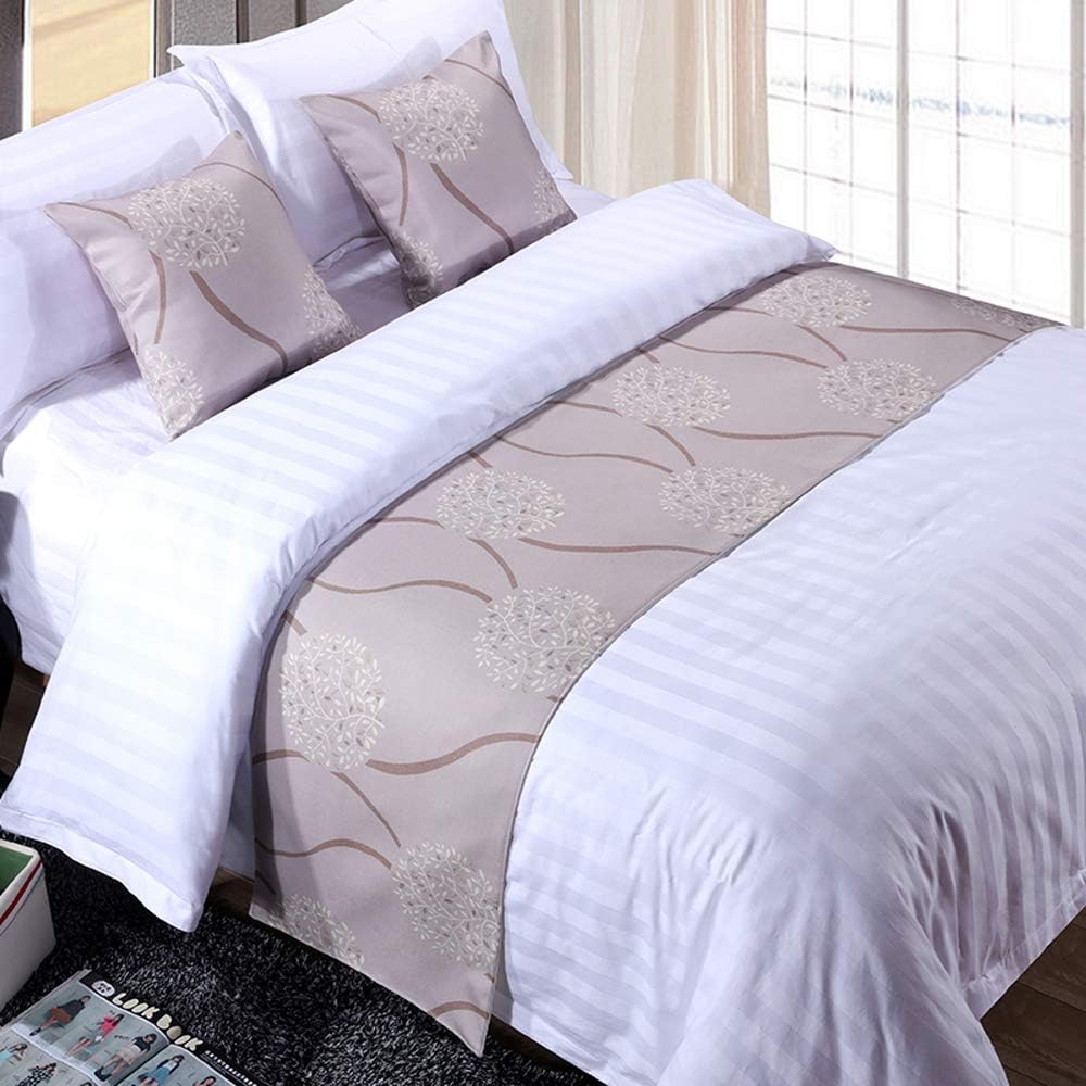 Mengersi Alfombra de cama ondulada, protector de bufanda, bufanda decorativa para dormitorio, hotel, sala de bodas (matrimonialQueen, gris)