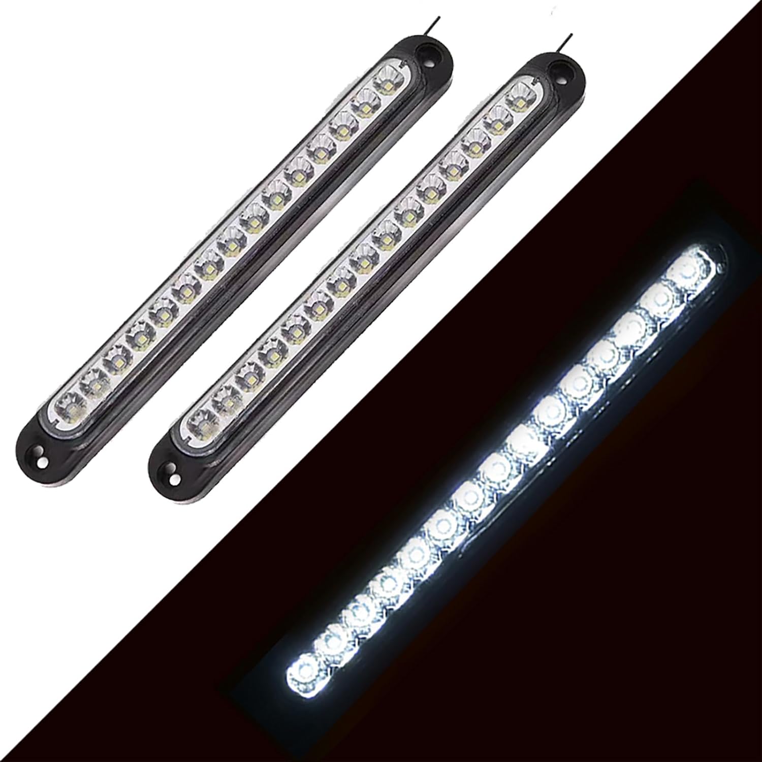 ZKFAR 2 barras de luz LED de freno para automóvil con 15 bombillas, 9.8 pulgadas x 1.1 pulgadas, impermeables, luces traseras de camión, lámparas