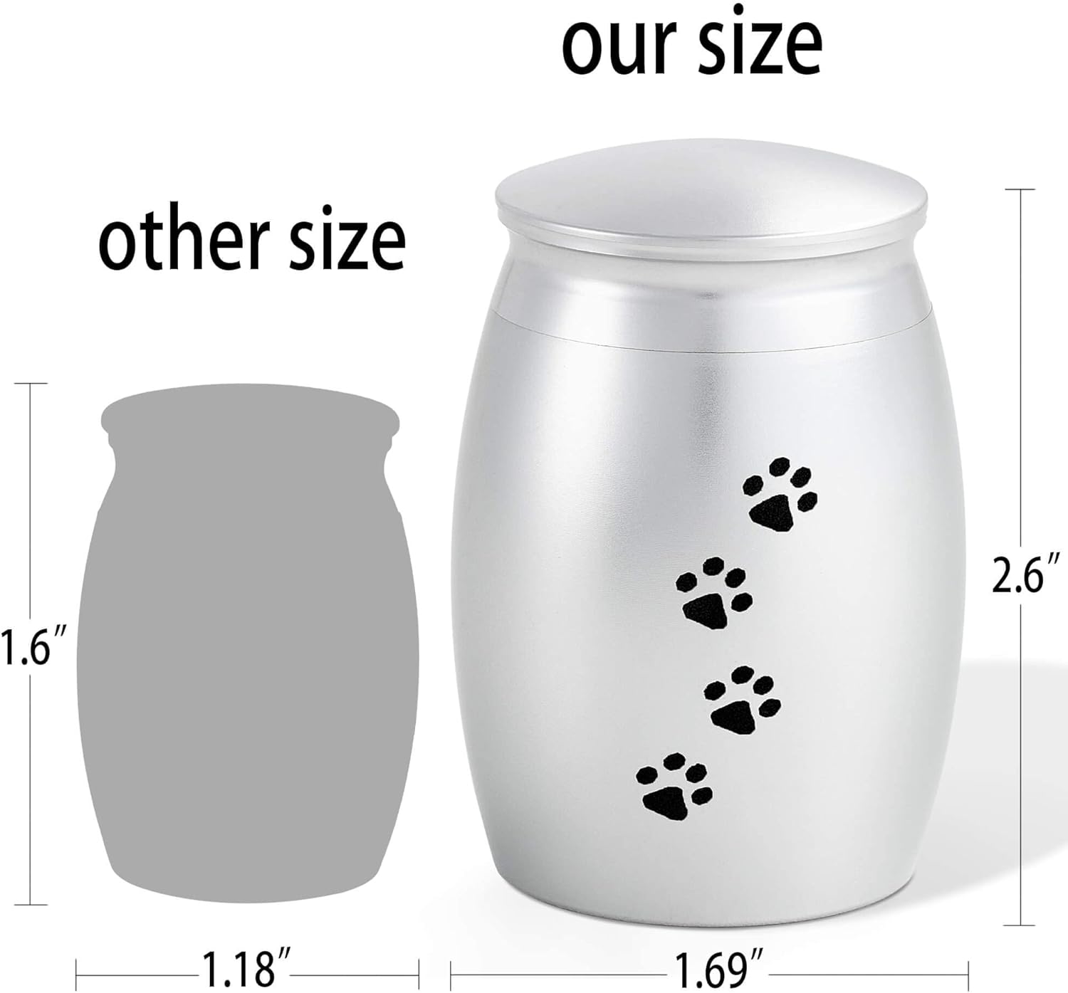 LINES ARTE Urnas pequeñas para mascotas de 2.67 pulgadas para cenizas de perro, urna pequeña para cenizas de perros o gatos, mini recuerdo plateado