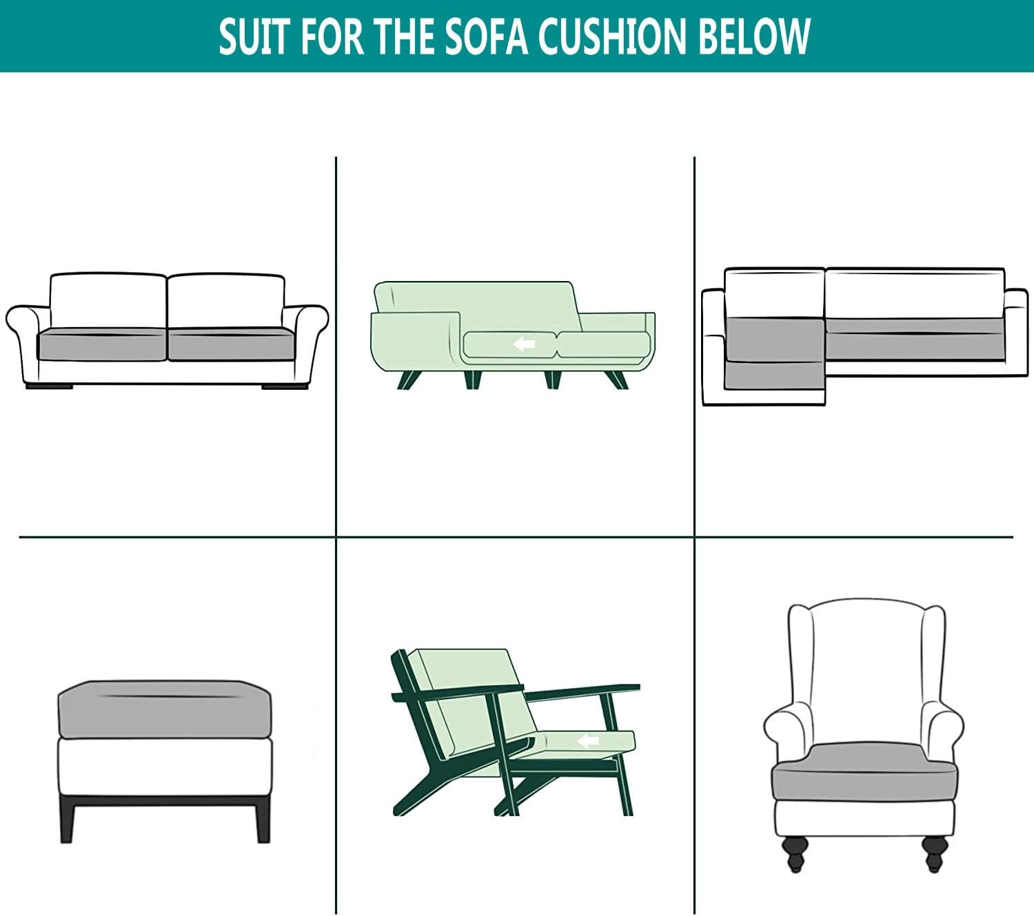 AURLOE Fundas impermeables para sofá, 2 piezas, fundas elásticas para sillón, protector de muebles con elástico adecuado para sofá biplaza, sofá con