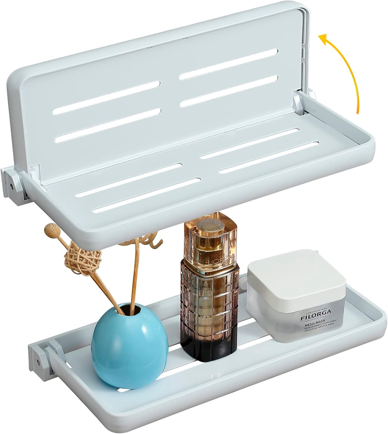 Estante plegable montado en la pared para baño, estantes de metal pequeños para lavandería, plegado en 90 e impermeable, paneles plegables para