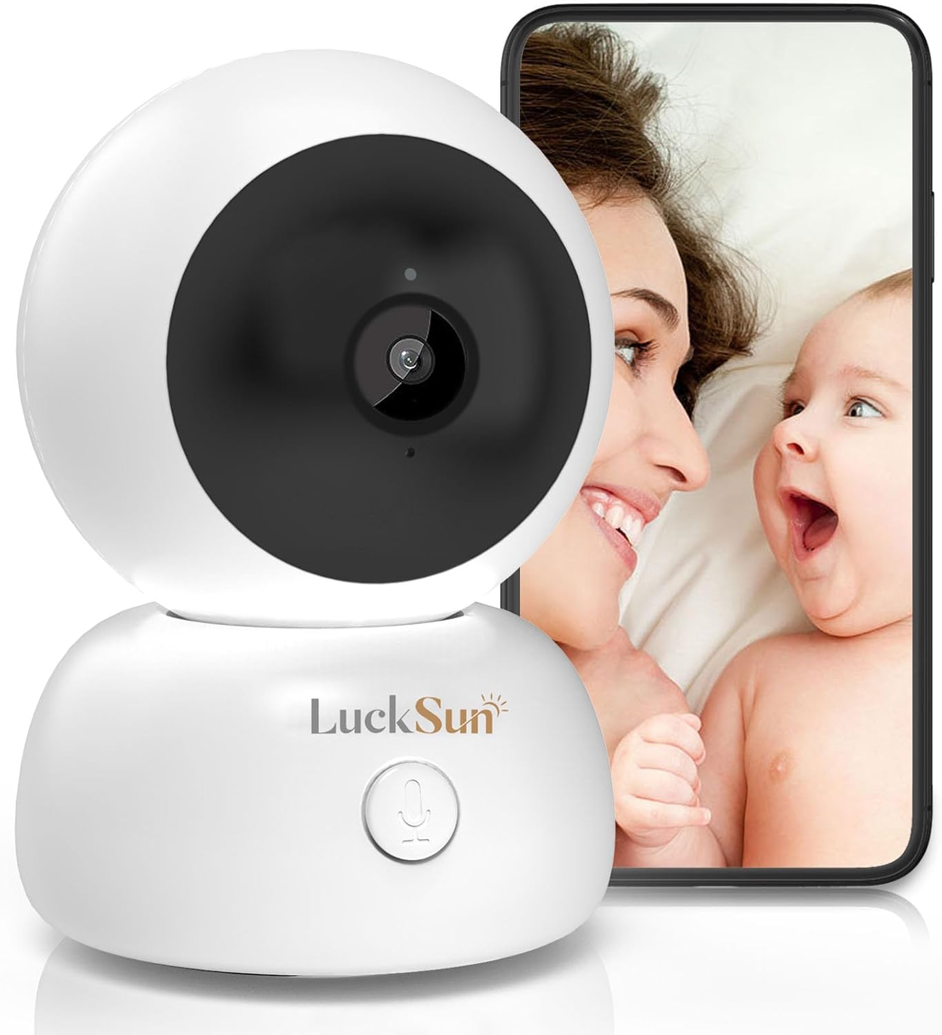 LuckSun Cámara WiFi de seguridad 2K 1296P para interiores, inalámbrica, un botón, conversación de 2 vías, PTZ, seguimiento inteligente, cámara para