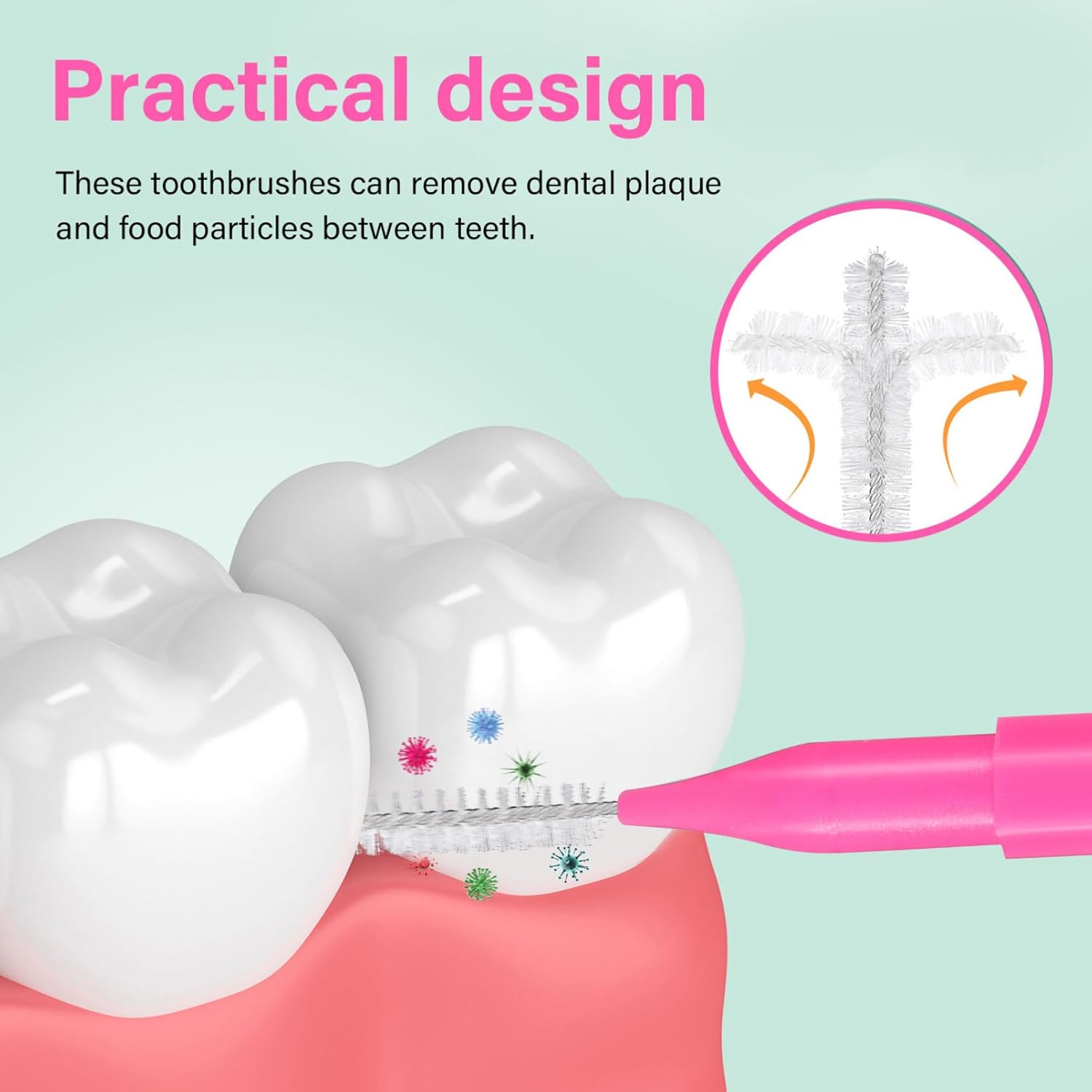 LALAFINA 100 piezas limpiador interdental cepillo limpiador de dientes, llaves limpiadoras para aparatos ortopédicos, cepillo limpiador de cepillos