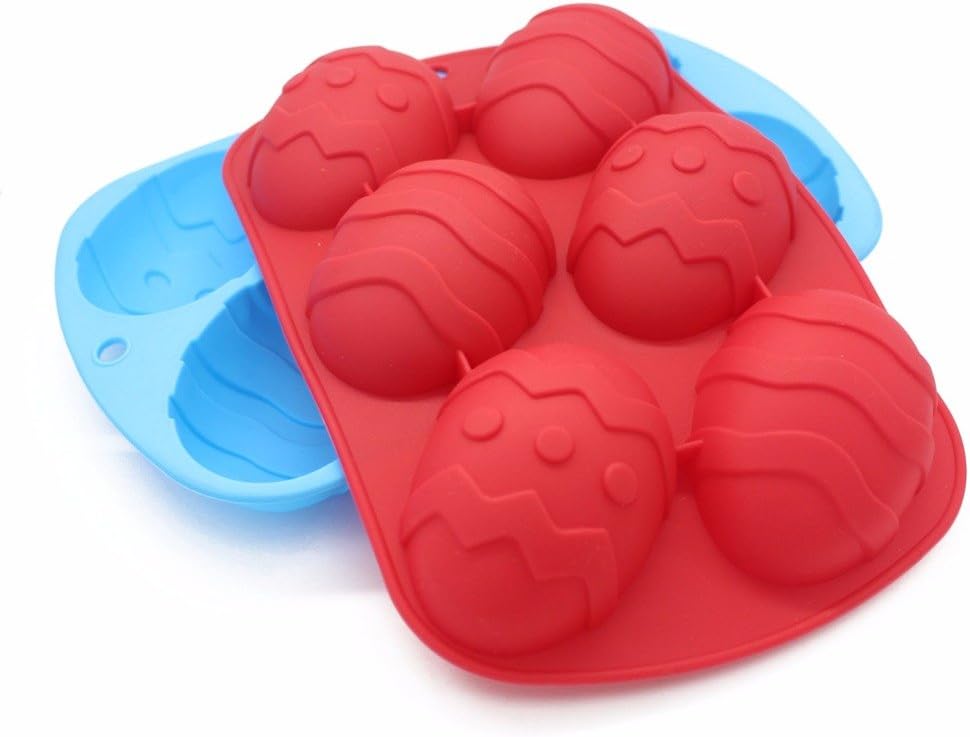 Paquete de 2 moldes de silicona para pasteles de huevos y conejitos para el día de Pascua, para hornear, magdalenas, hacer magdalenas, chocolate,