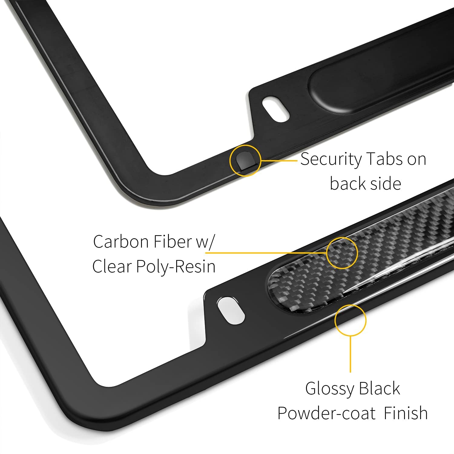 Marco de matrícula de acero inoxidable de 50 estados compatible con Dodge Challenger RT Real Carbon Fiber Insert Black 50 Estados