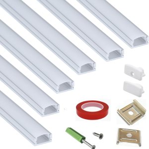 THMOOTHER Paquete de 6 tiras LED de aluminio montadas en superficie de 16 pulgadas con difusor anti UV, mejora tu iluminación con estilo y THMOOTHER Paquete de 6 tiras LED de aluminio montadas en superficie de 16 pulgadas con difusor anti UV, mejora tu iluminación con estilo y