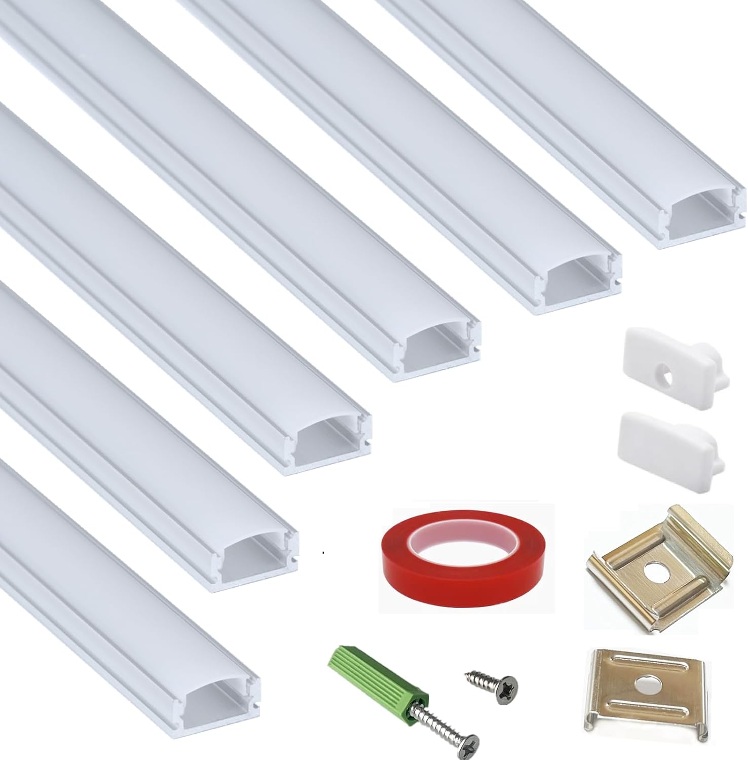 THMOOTHER Paquete de 6 tiras LED de aluminio montadas en superficie de 16 pulgadas con difusor anti UV, mejora tu iluminación con estilo y