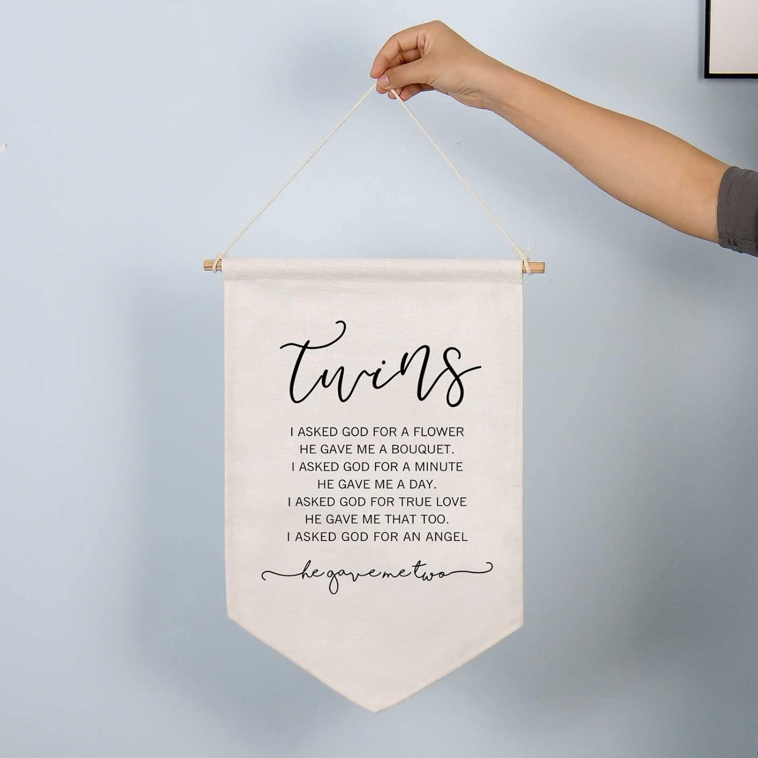 Twins Nursery Decor, Twin Nursery Wall Hanging, Twins Gift, Linen Banner Gifts, Wall Banner Gift for Twins, Twins Baby Gift, Kids Room Decor,