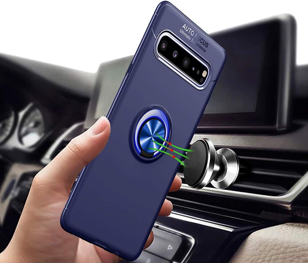 Asuwish Funda compatible con Samsung Galaxy S10 5G y protector de pantalla de vidrio templado, soporte de anillo, soporte de soporte, accesorios de
