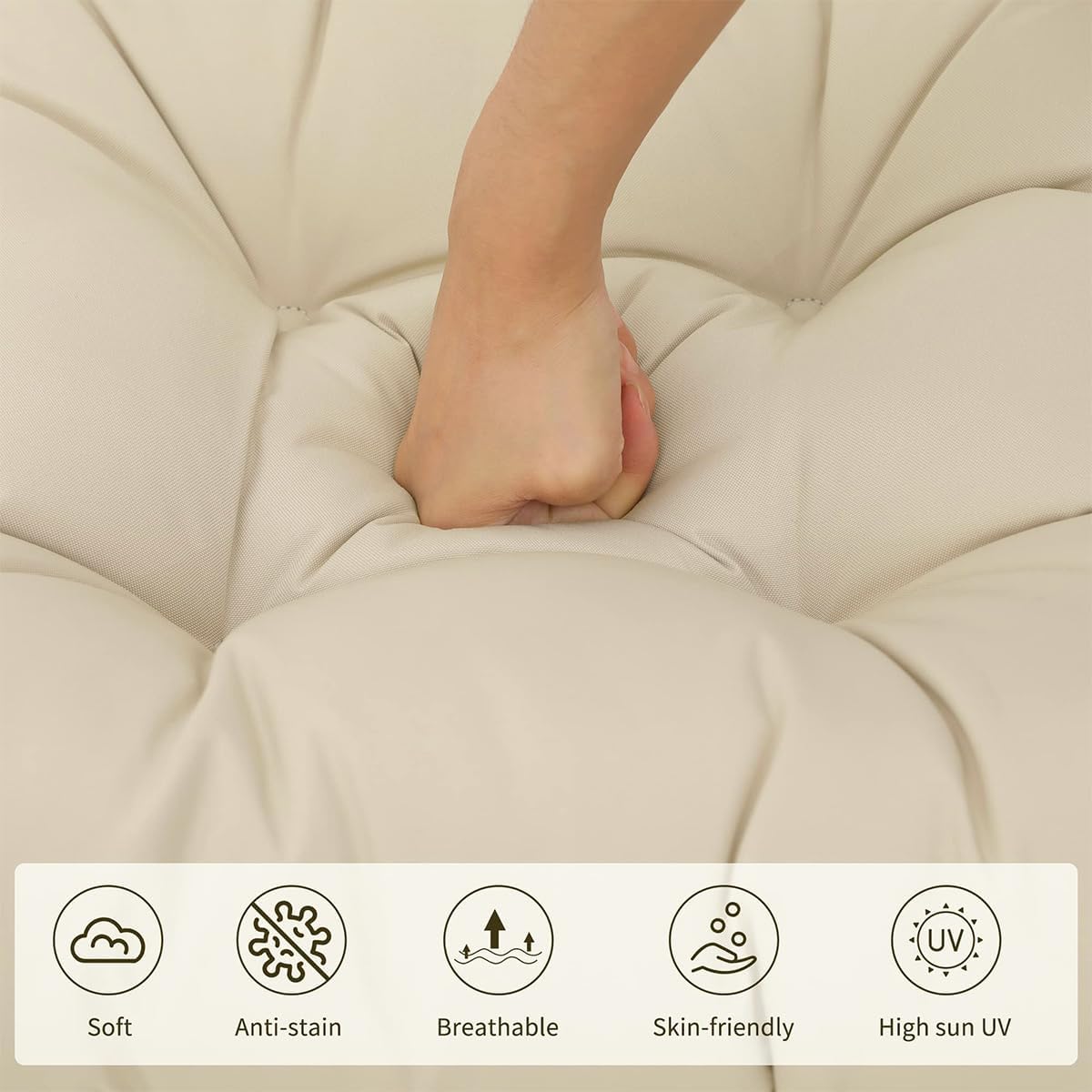 EAIMi Cojines para sillas de exterior, cojines de asiento impermeables para muebles de patio, juego de 2 cojines de espuma viscoelástica en forma de