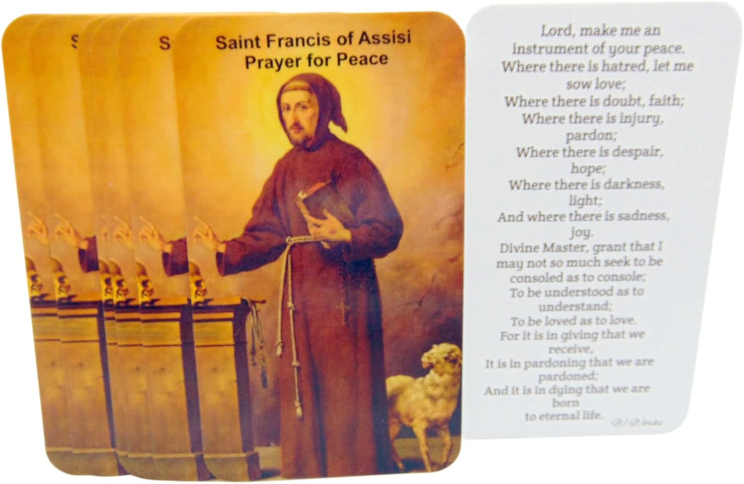 Westmon Works Paquete de 10 tarjetas de oración de San Francisco con oración por la paz, paquete a granel de santo patrón católico de Asís