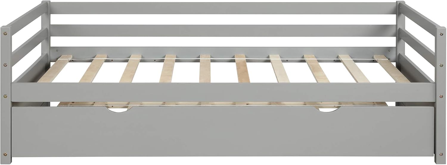 Harper & Bright Designs Sofá cama de madera con nido, sofá cama nido tamaño individual, marco de cama individual estándar, no requiere somier (sofá