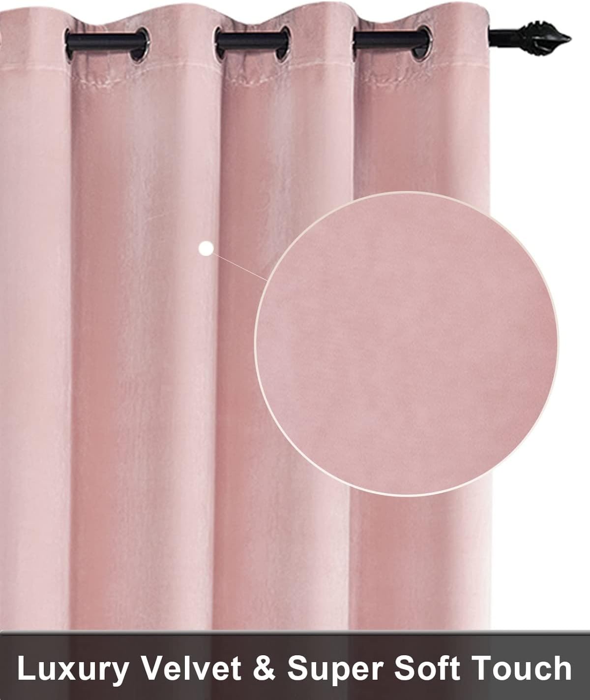 Cortinas de terciopelo rosa de 63 pulgadas con ojales, cortinas de terciopelo rosa supergruesas, con aislamiento térmico, reducción de ruido, para