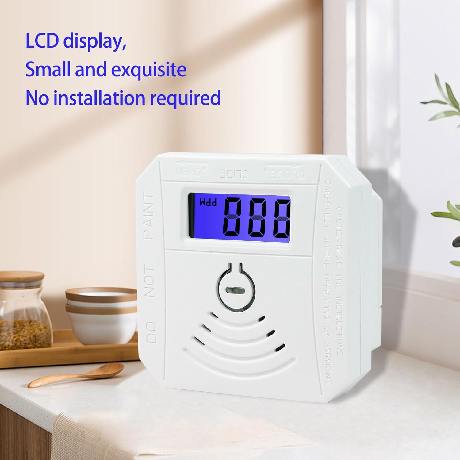Detector de monóxido de carbono, mini alarma portátil de monóxido de carbono, alarma de monóxido de carbono con batería sin enchufe, color blanco