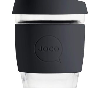 JOCO – Taza de café de cristal reutilizable, 12 onza, Negro JOCO – Taza de café de cristal reutilizable, 12 onza, Negro