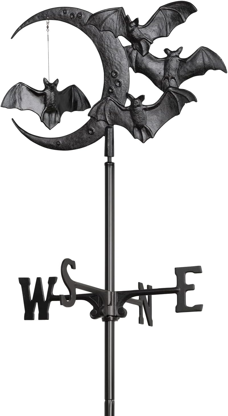 Whitehall Productos Bat and Moon Garden Veleta para jardín, color negro