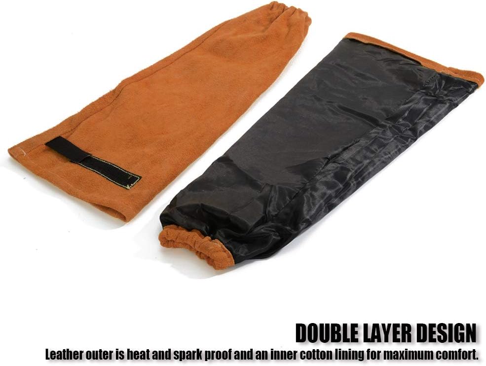 Mangas de trabajo de soldadura de cuero para hombres y mujeres, protección de brazo resistente al calor y al fuego, con costuras de Kevlar y forro