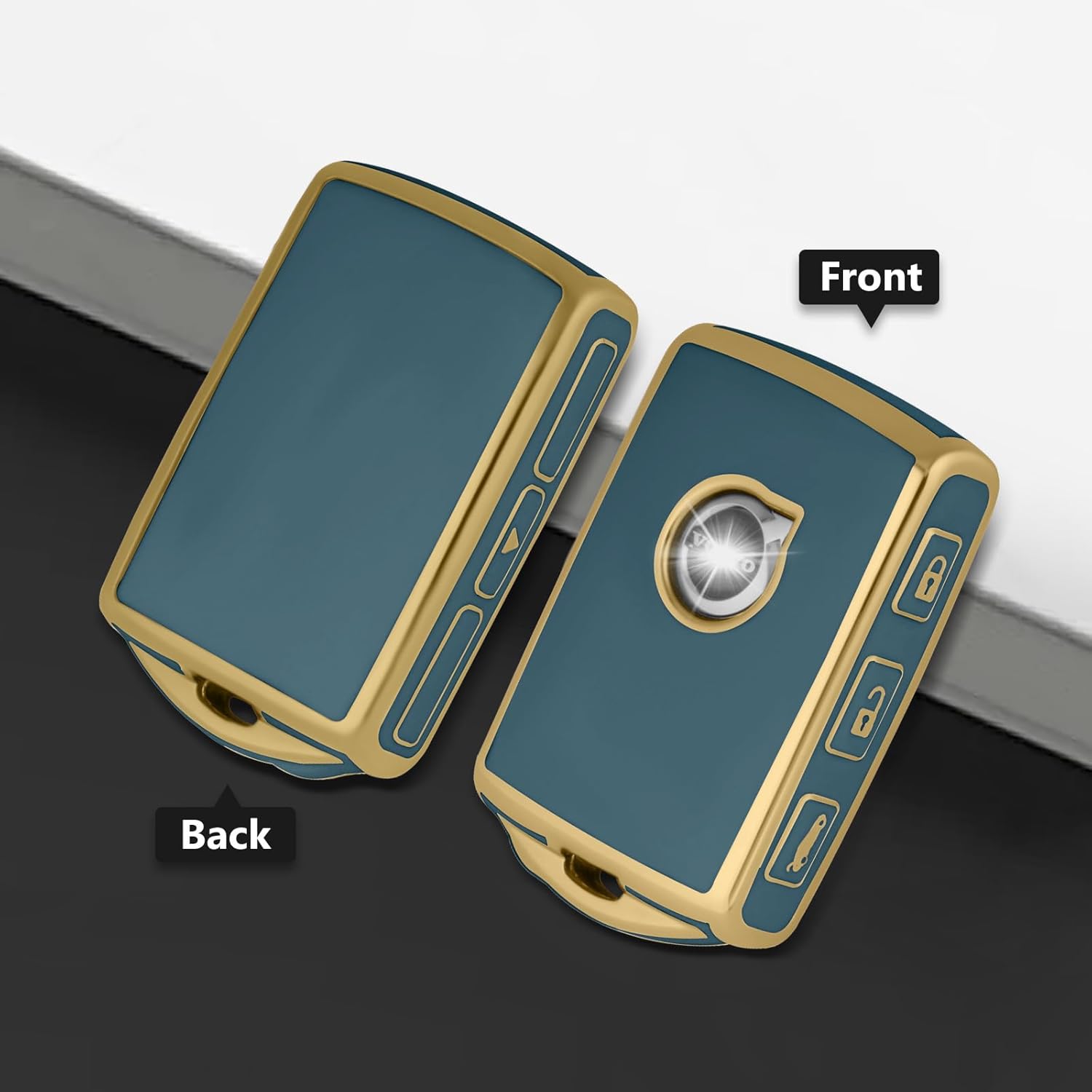 Funda para llavero Volvo con 4 botones laterales, funda de TPU inteligente compatible con Volvo XC40 XC60 XC90 S90 XC60 XC60 XC90 XC40 S90 V90 (gris)