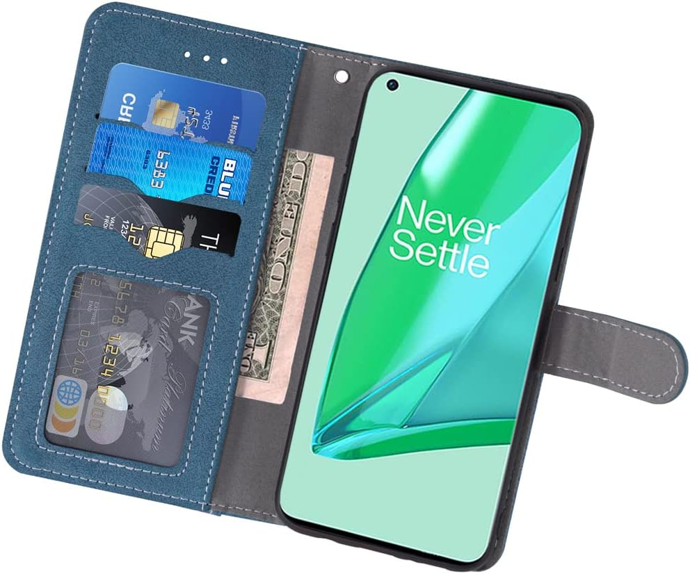 Asuwish Funda compatible con OnePlus 9 Pro One Plus 9Pro 5G y protector de pantalla de vidrio templado, funda con tapa para tarjetero, funda para
