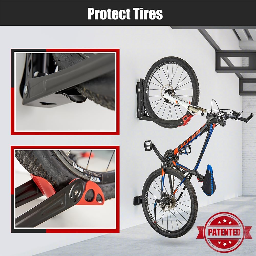 Ultrawall BIKEPAL – Portabicicletas giratorias, solución de almacenamiento de bicicletas sin elevación para el hogar, soporte de bicicleta de