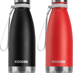koodee Botella de agua para niños para el regreso a clases, botella de agua de acero inoxidable de doble pared aislada al vacío, paquete de 2, koodee Botella de agua para niños para el regreso a clases, botella de agua de acero inoxidable de doble pared aislada al vacío, paquete de 2,