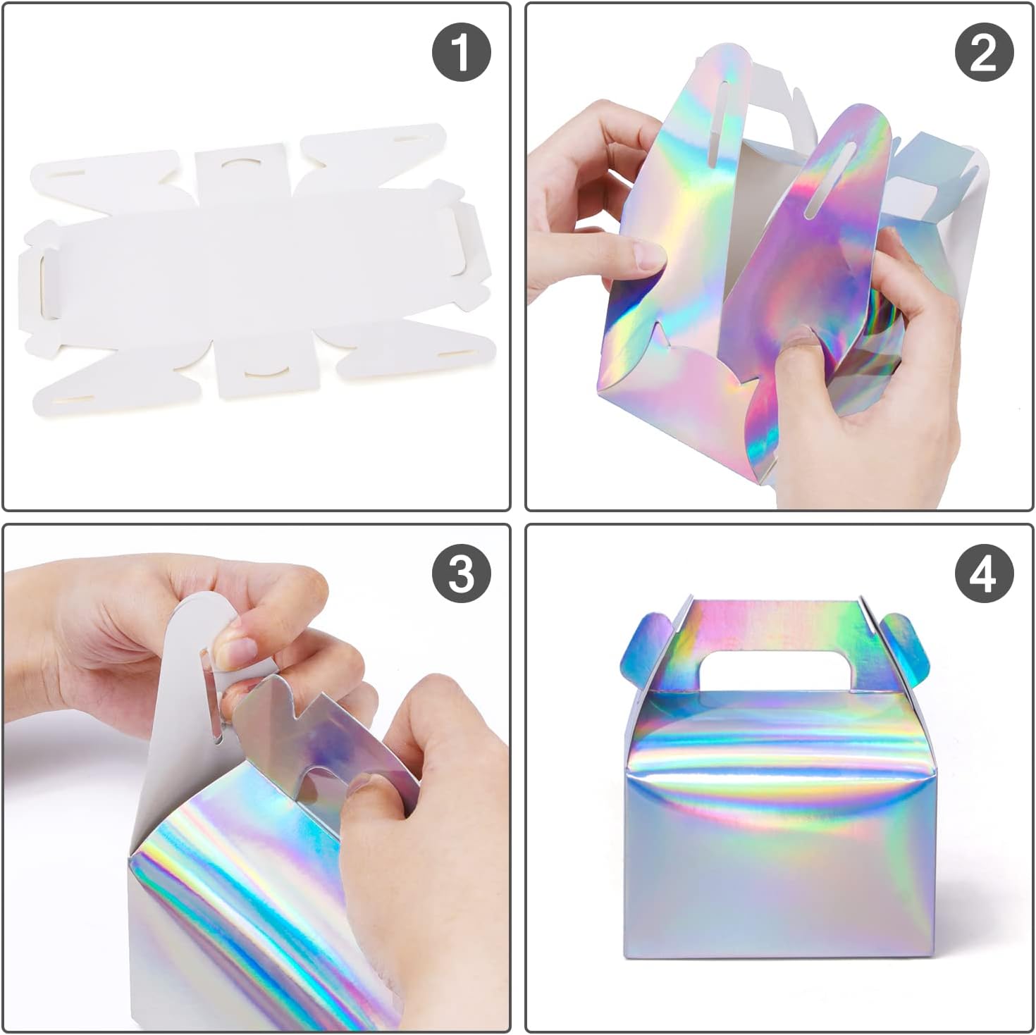 SZYCHEN 10 unidscaja de regalo holográfica pastel caramelo galleta embalaje cartón portátil para bodas y fiestas de cumpleaños