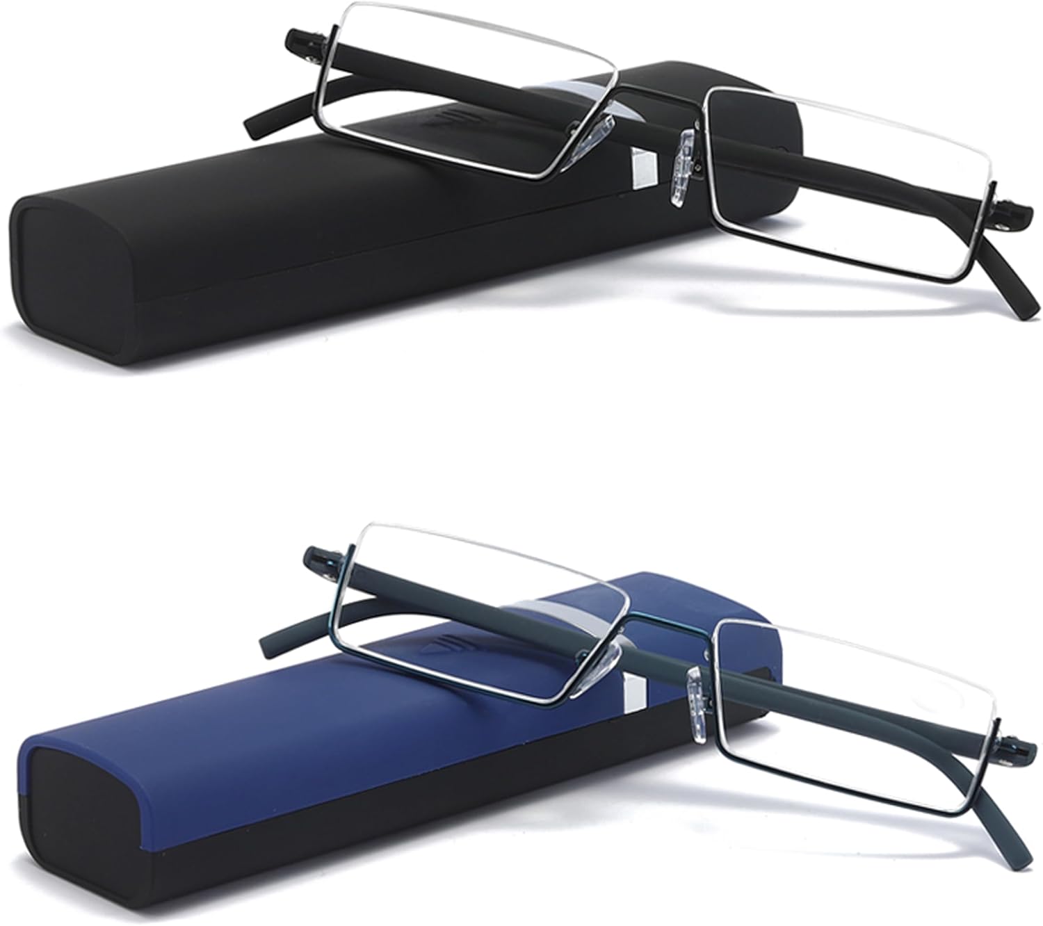 Paquete de 2 lentes de lectura de medio marco para hombres y mujeres, ligeros para lectores de computadora con estuche portátil 2.50
